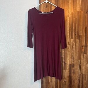 Burgundy 3/4 Sleeve Dress